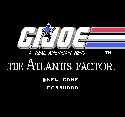GI Joe The Atlantis Factor title screen for NES